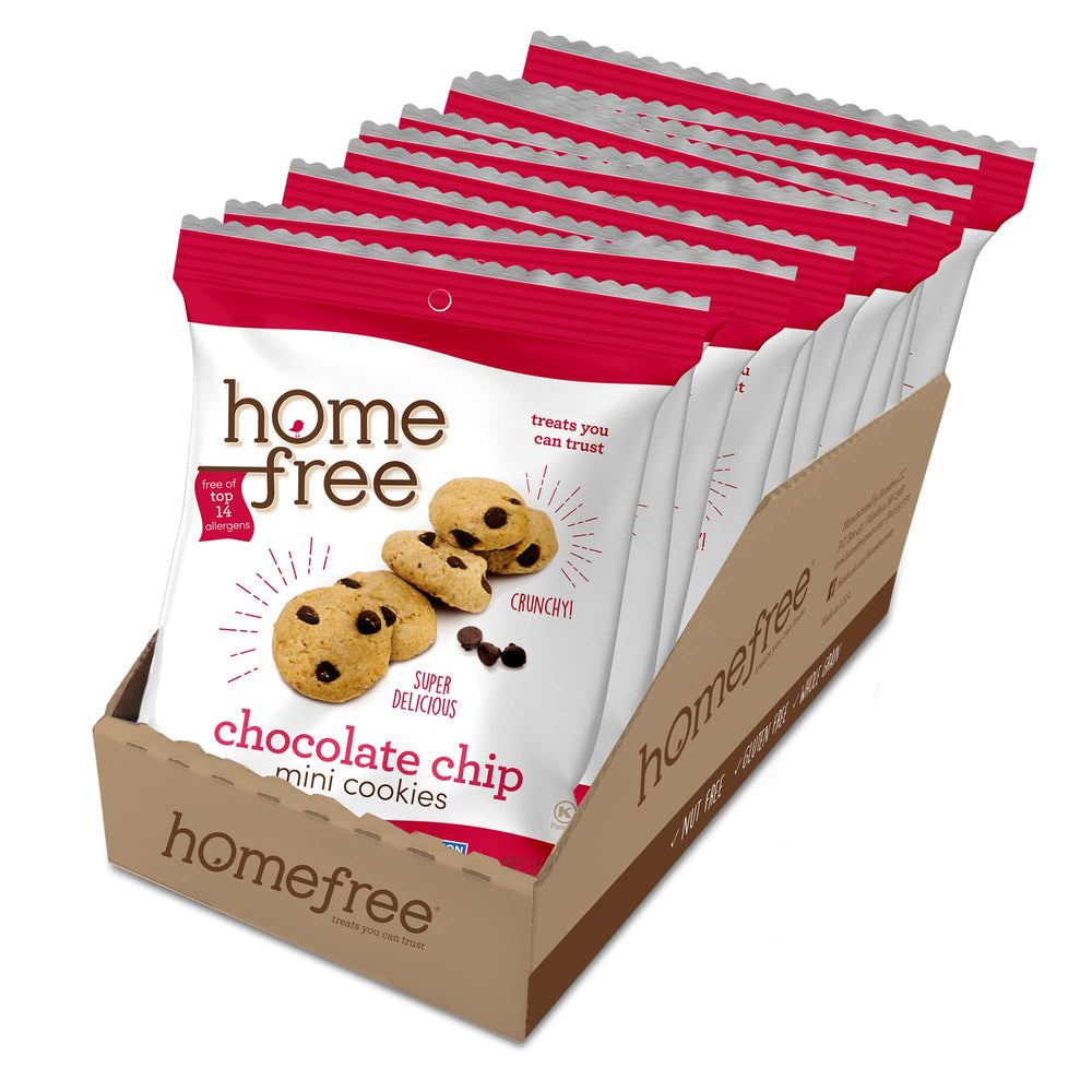 Homefree gluten-free mini cookies packaging shows allergy-friendly snack options