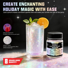 HomeHere red Christmas luster dust for cookies and cocktails, vivid holiday color.