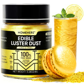 HomeHere Luster Powder Dust gold shimmer on bottle for festive desserts and drinks
