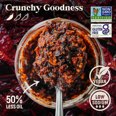 Homiah Sambal Chili Crunch texture detail for vibrant crunchy topping