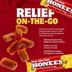 HONEES Menthol Eucalyptus drops pack provides refreshing nasal relief.