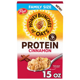 Honey Bunches of Oats Cinnamon Protein Cereal box ready for a hearty breakfast