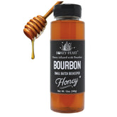 Honey Feast bourbon honey jar showing premium raw honey with bourbon twist for gourmet breakfasts