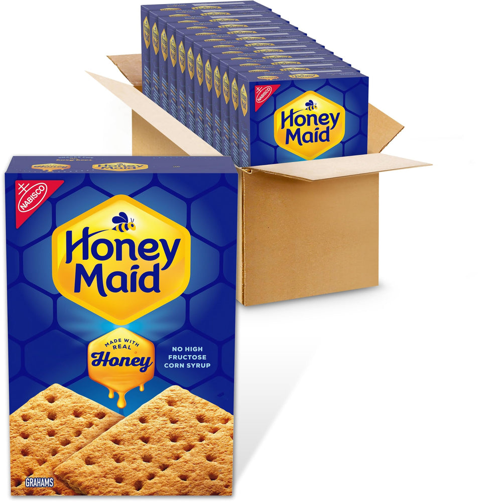 Honey Maid Graham Crackers bulk packaging visible, ideal for pantry stocking.