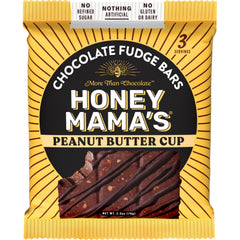 Honey Mama's Peanut Butter Cup Bar close-up shows fudgy texture and creamy peanut butter for a satisfying pause.