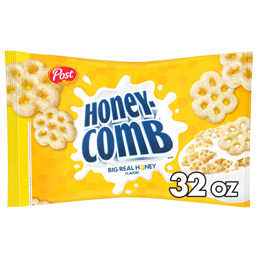 Honeycomb cereal bag featuring real honey for a tasty, wholesome breakfast.