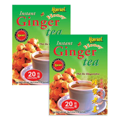 Honsei Ginger Honey Tea pack-shot shows 40 sachets for quick hot or iced brew