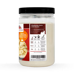 Creamy Alfredo pasta plated with Hoosier Hill Farm mix ready to enjoy.