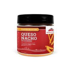 Hoosier Hill Farm Queso Nacho Seasoning jar-front view, ideal pantry staple for cheesy flavor.