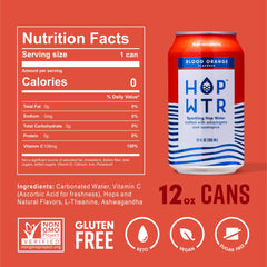 HOP WTR Blood Orange pours into a glass, bold hops and citrus aroma.