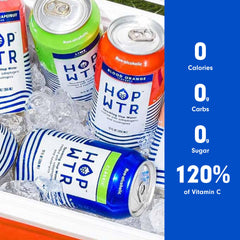HOP WTR Mango flavor can with tropical notes and zero-carb.