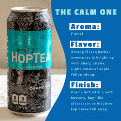 Hoplark Calm One pack of twelve cans emphasizes zero calorie, unsweetened refreshment.
