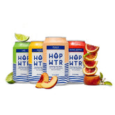 HOP WTR variety-pack cans show four flavors for a sugar-free, zero-calorie refreshment.