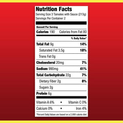 Hormel Beef Tamales 15oz can label, familiar pantry staple for quick meals.