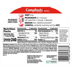 Hormel Compleats Beefy Mac & Cheese nutrition panel close-up.