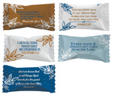 Hospitality Mints Party Sweets buttermints pack design with Bible verse theme.