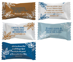 Hospitality Mints Party Sweets buttermints pack design with Bible verse theme.