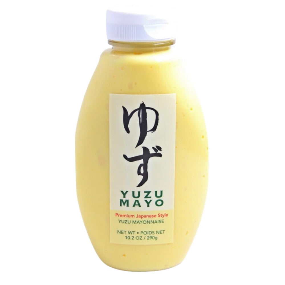 Hotaru Foods Yuzu Mayonnaise bottle pour highlights creamy texture and citrusy notes for sandwiches and dips.