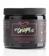 Hot Crispy Oil Hot Tub bottle close-up showcasing crispy garlic and peppers for bold flavor.
