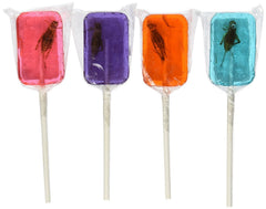Hotlix cricket sucker pack of four flavors displayed for novelty snacking.