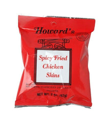 Howard's Spicy Crispy Chicken Skins close-up showing crackly texture and bold flavor.