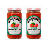 Howard's Sweet Pepper Relish two-pack jar front view for pantry use