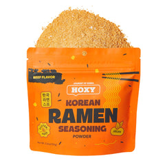HOXY beef ramen seasoning jar adds rich umami to homemade broth.