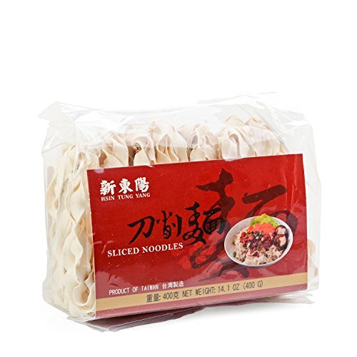 Hsin Tung Yang sliced noodle 14oz pack, ideal for beef or lamb soups and quick stir-fries.