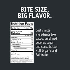 Organic and fair-trade cacao ingredients highlighted in Hu bites.