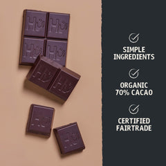 Hu Salty Dark Chocolate Bar ingredients panel highlights Organic and Fairtrade