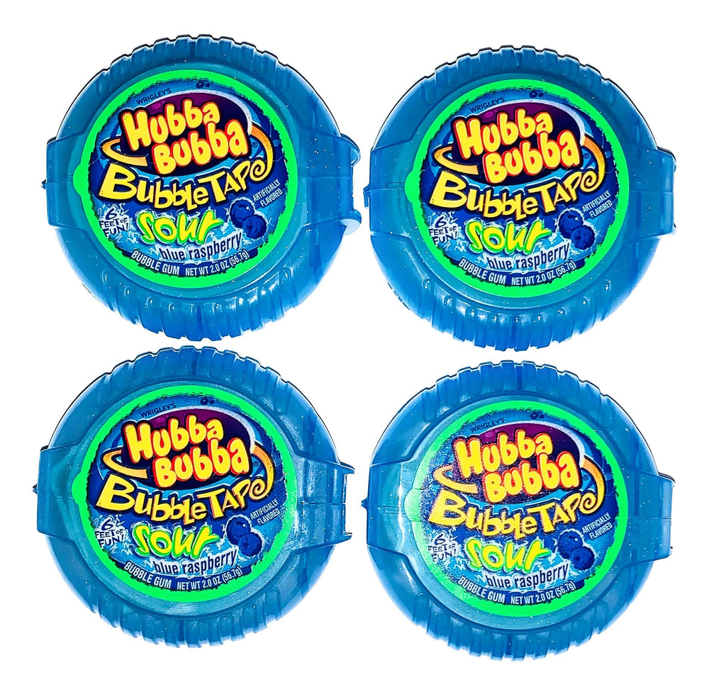 Hubba Bubba Bubble Tape Sour Blue Raspberry 6-foot roll, 4-pack, ideal for sharing