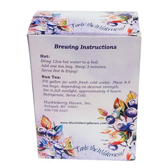Huckleberry Haven Ceylon tea with natural huckleberry flavor in a steep-ready blend