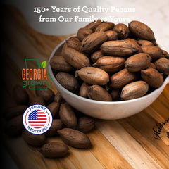 Hudson Pecan 5lb bag label emphasizing family-owned Georgia pecans.