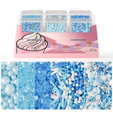 Huebeaty 6-in-1 blue and white sprinkle mix adds vibrant color to cookies and cupcakes
