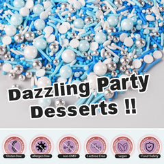 Huebeaty blue jimmies bring playful stripes to cupcakes and treats