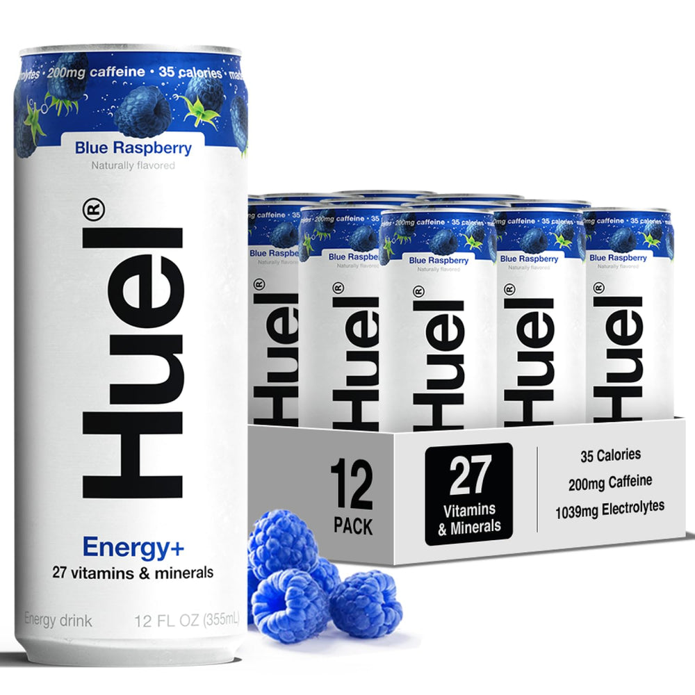 Huel Energy+ blue raspberry can offers a refreshing energy boost.