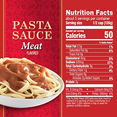 Close-up of Hunt's Meat Pasta Sauce can label and ingredients