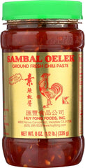 Huy Fong Sambal Oelek bottle top view for bold stir-fries and sauces.