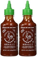 Huy Fong Sriracha 9oz bottle in a 2-pack, versatile chili sauce for toppings and cooking