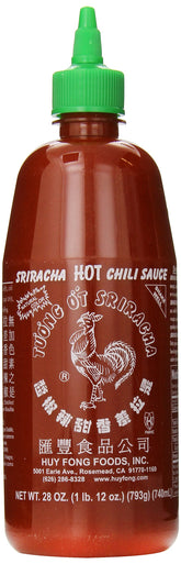 Huy Fong Sriracha bottle pour for easy, mess-free flavoring.
