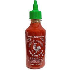 Huy Fong Sriracha dipping sauce on spoon