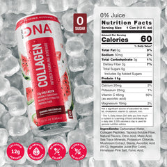 HYDRADNA sparkling watermelon can side, sugar-free collagen beverage for keto-friendly hydration.