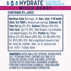 Pour action shows Hydrate Drops mixing into water for quick flavor boost.