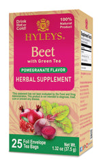 Hyleys Beet & Green Tea packaging highlights natural energy and clean ingredients.