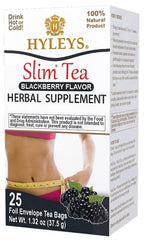 Hyleys Slim Tea blackberry flavor tea bag front view for a convenient nightly cleanse.