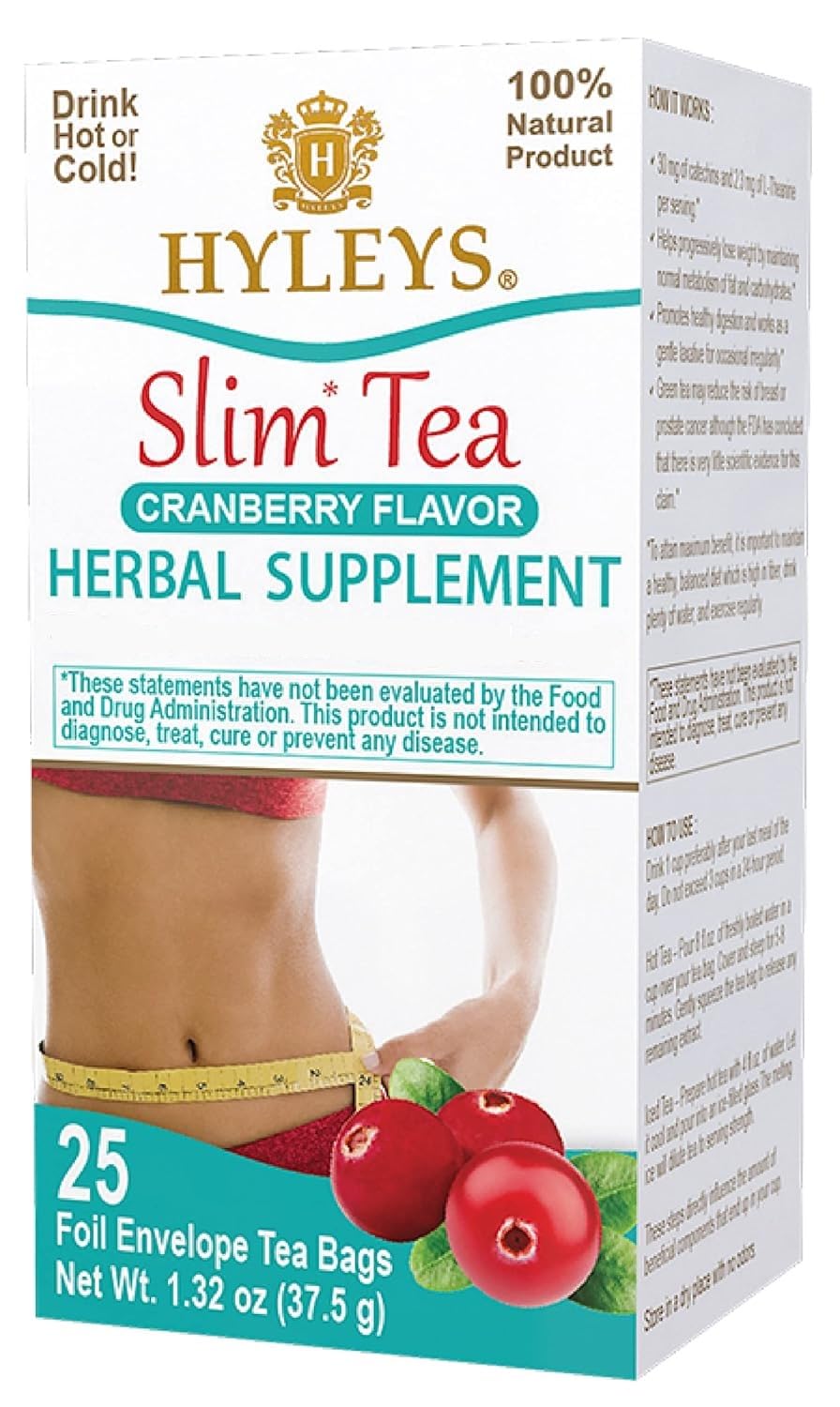 Hyleys Slim Tea Cranberry box ready for a nightly detox ritual.