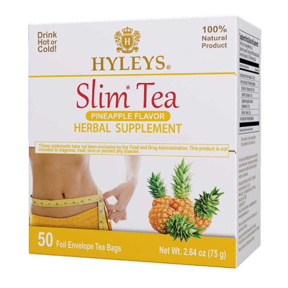 Hyleys Slim Tea pineapple tea bags for a tasty daily routine.