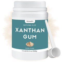 Packaging of Hznxolrc xanthan gum powder highlights purity and reliability.
