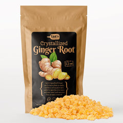 IAN's crystallized ginger pieces in a bag offer a convenient spicy-sweet snack.