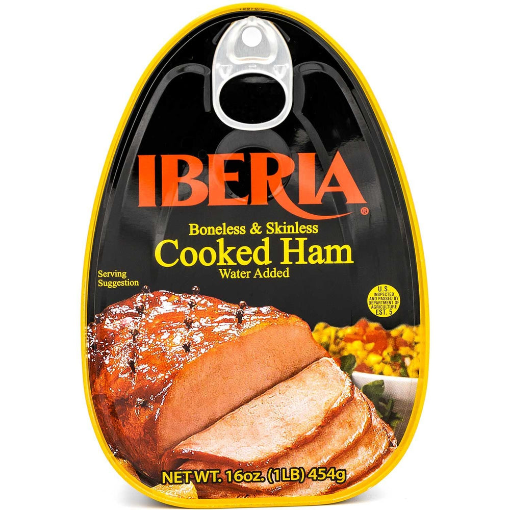 Iberia boneless skinless cooked ham plated slices, a convenient protein for quick meals.